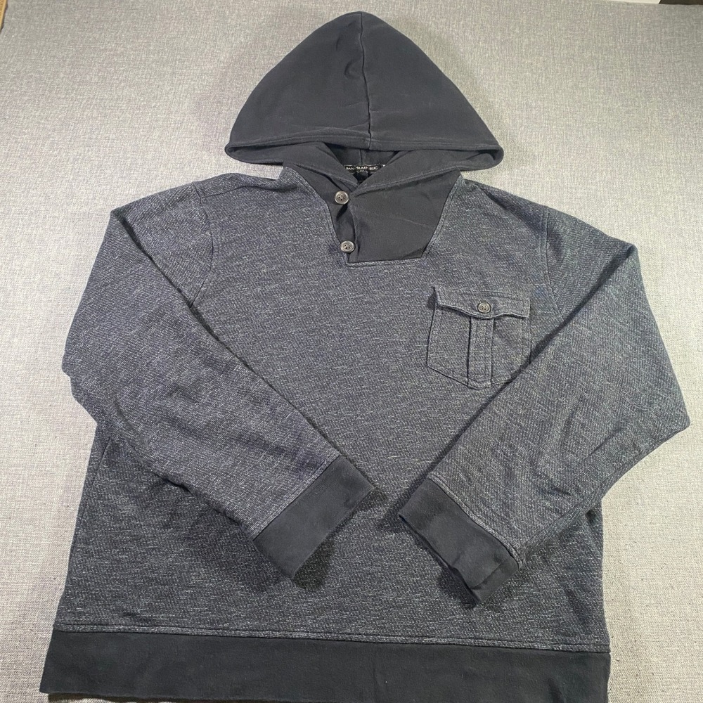 Banana Republic Hoodie Menswear Inspired Pullover Two Button Gray L